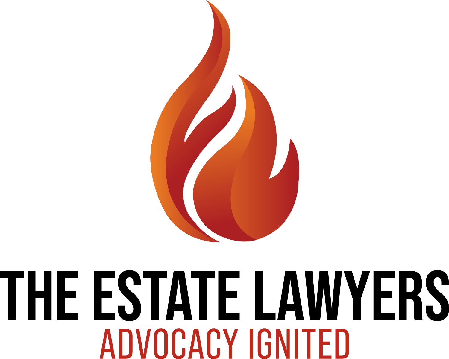The Estate Lawyers logo, a fiery orange flame symbolizing advocacy ignited